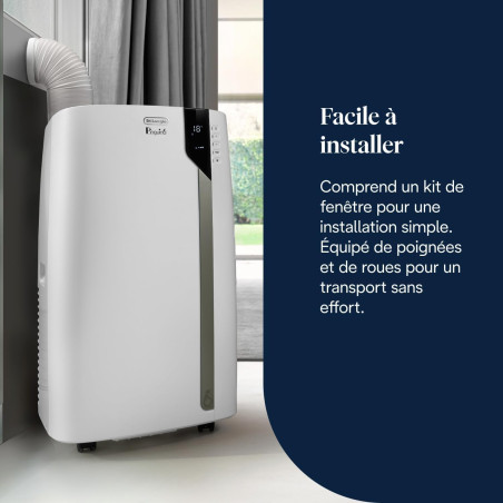 De'Longhi Pinguino Extreme Clim Mobile, pour Pièces jusqu'à 33,5m², Déshumidificateur, Mode Ventilation, 8900BTU