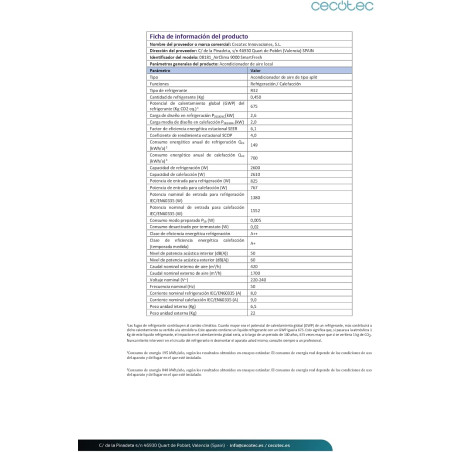 Cecotec Air Conditioning Split Airclima 9000 SmartFresh. 9000 BTU