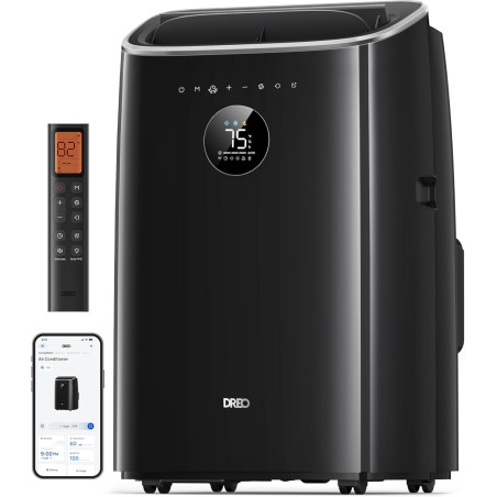 DREO climatiseur mobile 7500 BTU 3-en-1 refroidissement/ventilation/déshumidification, silencieux pour chambre ou bureau