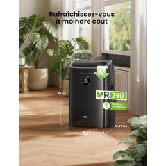 DREO climatiseur mobile 7500 BTU 3-en-1 refroidissement/ventilation/déshumidification, silencieux pour chambre ou bureau