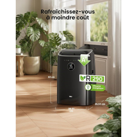 DREO climatiseur mobile 7500 BTU 3-en-1 refroidissement/ventilation/déshumidification, silencieux pour chambre ou bureau