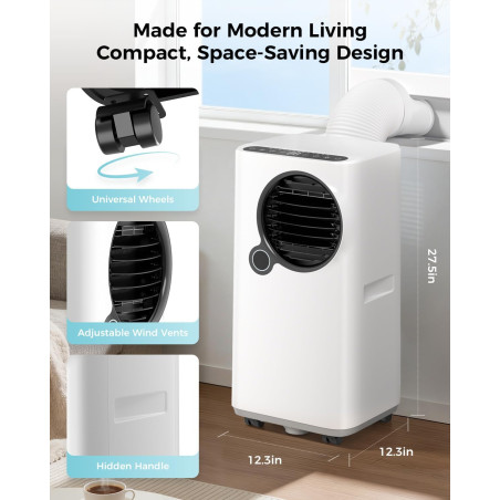 Climatiseur portable 16 000 BTU 6 en 1 avec application WiFi pour grandes pièces jusqu'à 750 m², mode veille silencieux