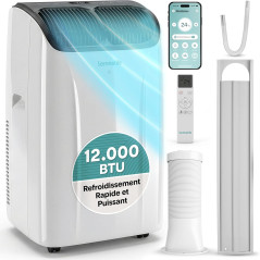 SereneLife Climatiseur Portable 12 000 BTU – Clim Mobile 4 en 1 Silencieuse avec WiFi, Rafraîchisseur d’Air