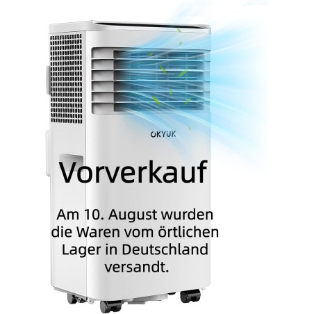 OKYUK Climatiseur mobile 7000 BTU avec tuyau d'évacuation | Climatiseur mobile 4 en 1 | Fonctionnement silencieux