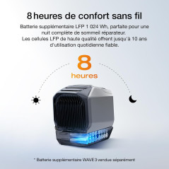 Climatiseur portable EcoFlow WAVE 3, refroidissement 6100 BTU, chauffage 6800 BTU, charge rapide 1000W