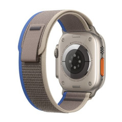 Apple Watch Ultra + Cellular, caja de titanio de 49 mm con hebilla azul / gris Trail tamaño M / L