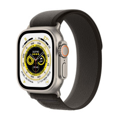 Apple Watch Ultra + Cellular, caja de titanio de 49 mm con hebilla de rastro negra / gris Tamaño M / L