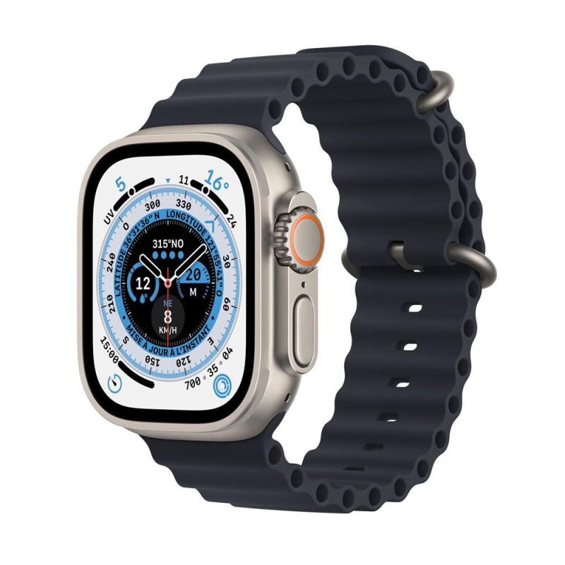 Apple Watch Ultra + Cellular, caja de titanio de 49 mm con correa oceánica de medianoche Apple Watch Ultra + Cellular, caja de titanio de 49 mm con correa oceánica de medianoche