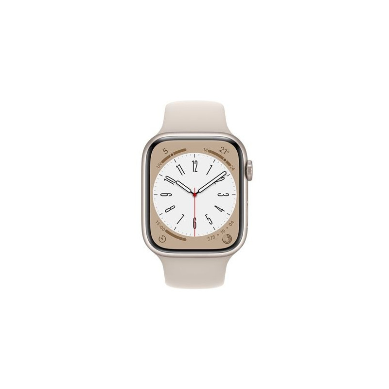 Apple Watch Series 8 GPS, caja Starlight de aluminio de 45 mm con pulsera de luz estelar
