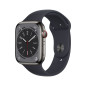 Apple Watch Series 8 GPS + Cellular, boîtier Acier inoxydable graphite 45mm avec Bracelet Sport Minuit Apple Watch Series 8 GPS + Cellular, boîtier Acier inoxydable graphite 45mm avec Bracelet Sport Minuit