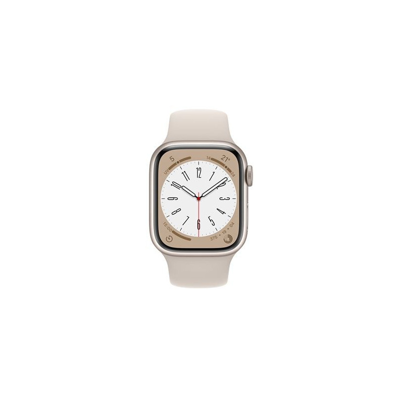 Apple Watch Series 8 GPS + Cellular, caja de acero inoxidable de oro de 41 mm con correa deportiva Stellar Light