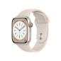 Apple Watch Series 8 GPS + Cellular, caja de acero inoxidable de oro de 41 mm con correa deportiva Stellar Light