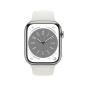 Apple Watch Series 8 GPS + Cellular, boîtier Aluminium Argent 45mm avec Bracelet Sport Blanc Apple Watch Series 8 GPS + Cellular, boîtier Aluminium Argent 45mm avec Bracelet Sport Blanc