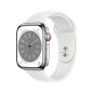 Apple Watch Series 8 GPS + Cellular, boîtier Aluminium Argent 45mm avec Bracelet Sport Blanc Apple Watch Series 8 GPS + Cellular, boîtier Aluminium Argent 45mm avec Bracelet Sport Blanc