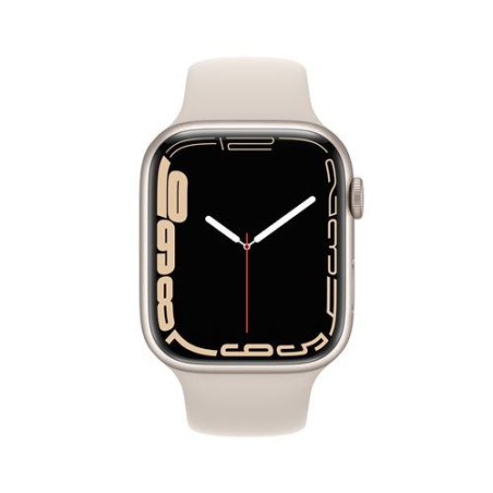Apple Watch Series 7 GPS + Cellular, boîtier Aluminium Lumière Stellaire 45mm avec Bracelet Sport Lumière Stellaire