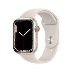 Apple Watch Series 7 GPS + Cellular, boîtier Aluminium Lumière Stellaire 41mm avec Bracelet Sport Lumière Stellaire