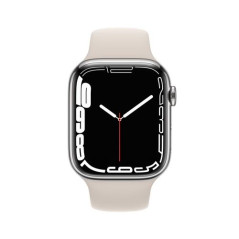 Apple Watch Series 7 GPS + Cellular, caja de acero inoxidable plateado de 45 mm con correa deportiva Stellar Light