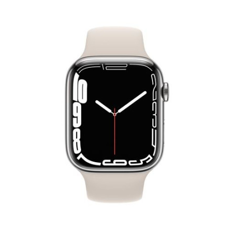 Apple Watch Series 7 GPS + Cellular, caja de acero inoxidable plateado de 41 mm con correa deportiva Stellar Light
