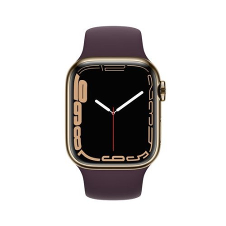 Apple Watch Series 7 GPS + Cellular, caja de acero inoxidable de oro de 41 mm con correa de cereza negra
