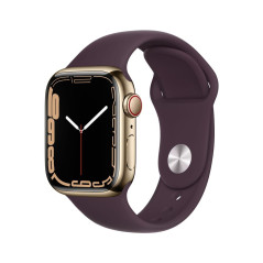 Apple Watch Series 7 GPS + Cellular, boîtier Acier Inoxydable Or 41mm avec Bracelet Cerise Noire
