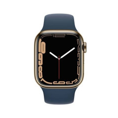Apple Watch Series 7 GPS + Cellular, boîtier Acier Inoxydable Or 41mm avec Bracelet Bleu Abysse