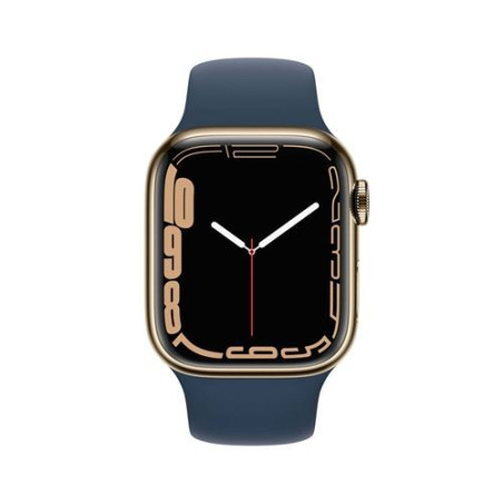 Apple Watch Series 7 GPS + Cellular, caja de acero inoxidable de oro de 41 mm con correa azul abismo