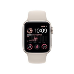 Apple Watch SE GPS + Cellular 2ème génération, boîtier Aluminium Lumière Stellaire 40mm avec Bracelet Sport Lumière Stellaire