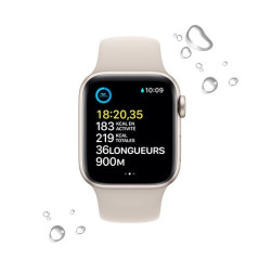 Apple Watch SE GPS + Cellular 2ème génération, boîtier Aluminium Lumière Stellaire 40mm avec Bracelet Sport Lumière Stellaire