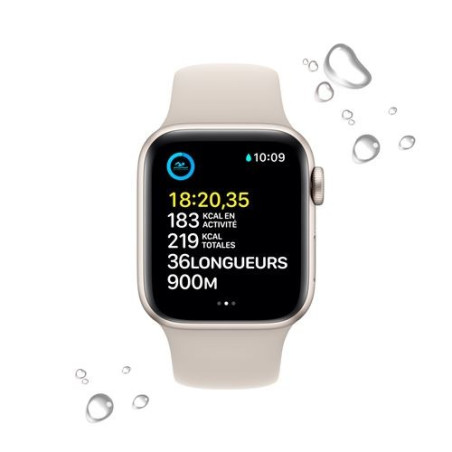 Apple Watch SE GPS + Cellular 2nd generation, estuche Starlight de aluminio de 40 mm con correa deportiva Stellar Light
