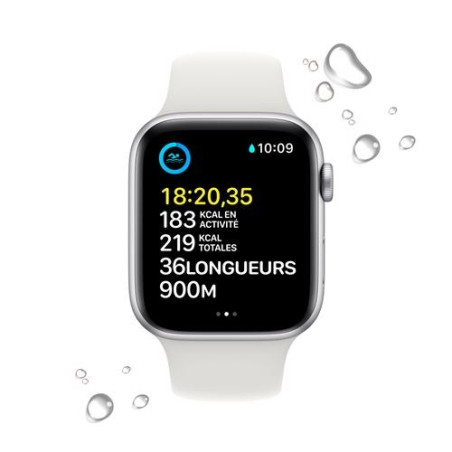 Apple Watch SE GPS + Cellular 2ª generación, caja de aluminio plateado de 44 mm con correa deportiva blanca