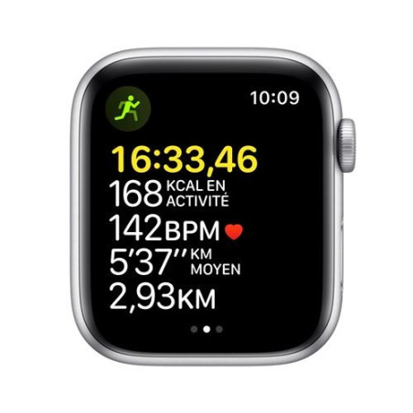 Apple Watch SE GPS, caja de aluminio plateado de 44 mm con correa deportiva azul abismo