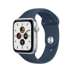 Apple Watch SE GPS, 44mm boitier aluminium argent avec bracelet sport bleu abysse