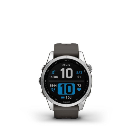 Garmin Fenix 7S Silver avec bracelet silicone Gris