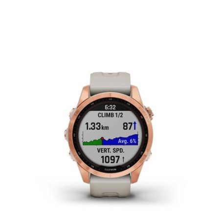 Garmin Fenix 7S Solar Rose Gold Correa de silicona Beige Arena