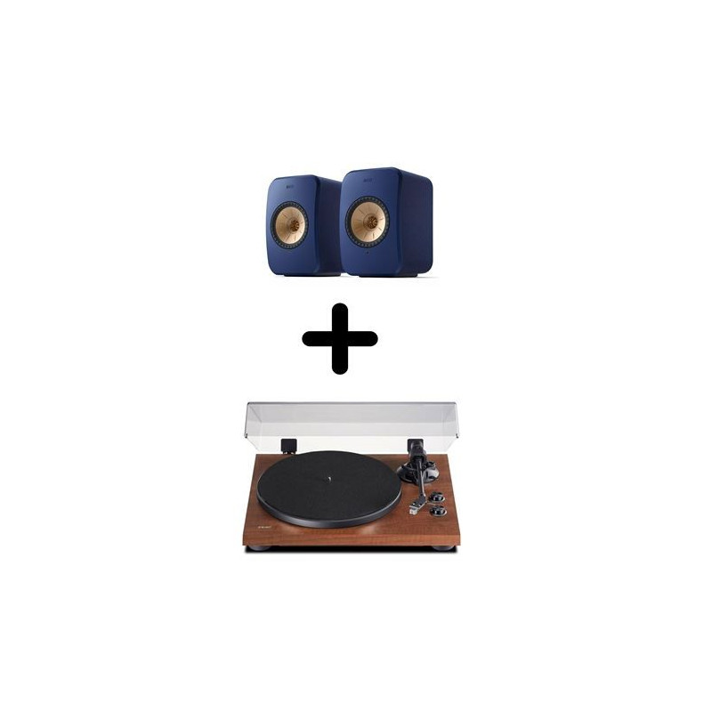 Enceintes actives Hifi connectées KEF LSX 2 Bleu (paire)+ Platine vinyle Teac TN-280BT-A3 Noyer