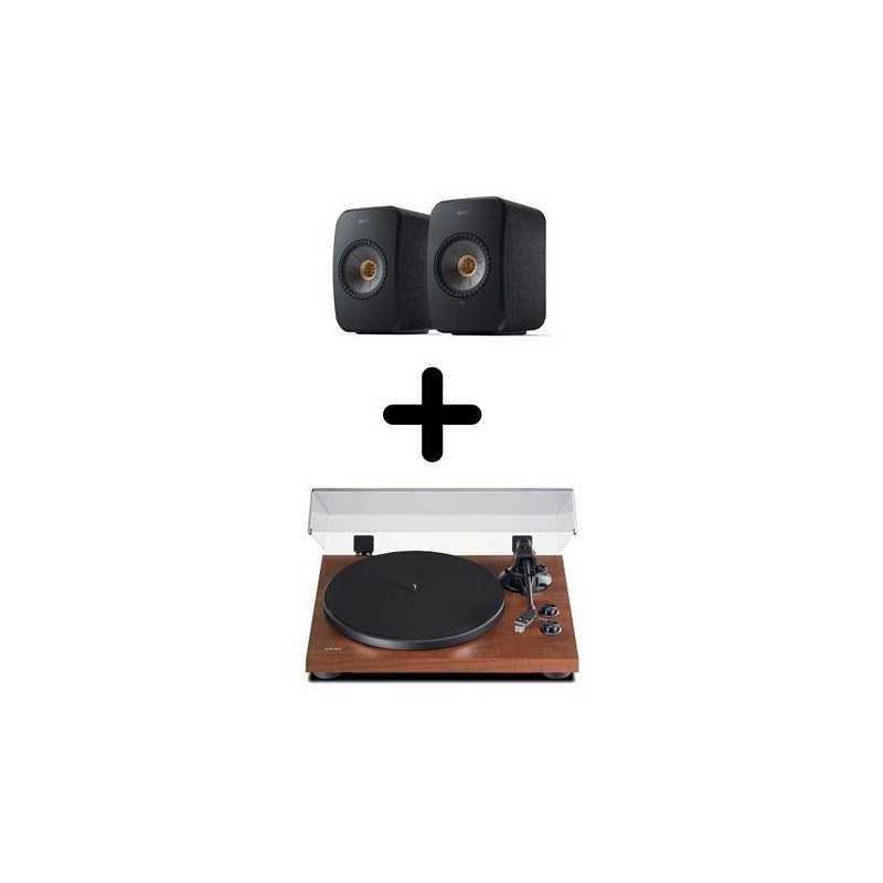 Hifi activo conectado speakers KEF LSX 2 (par) + tocadiscos de nogal Teac TN-280BT-A3
