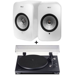 Altavoces Hifi activos conectados KEF LSX White se venden en pares + tocadiscos Bluetooth Teac TN-280BT-A3 Negro
