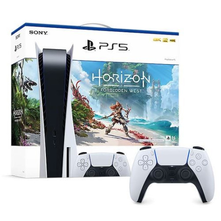 PS5 Standard Sony Console Pack + Horizon Forbidden West + Controlador blanco de doble sentido