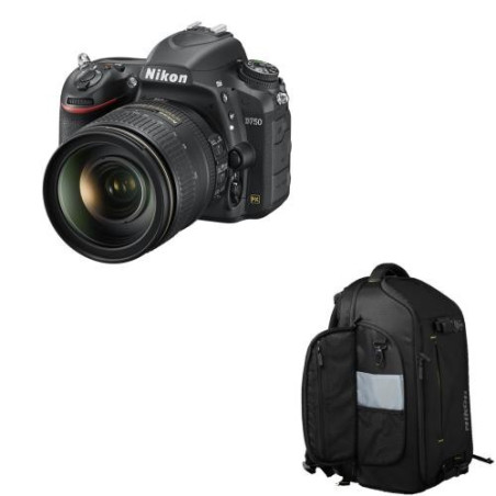 DSLR Nikon D750 WiFi Cuerpo desnudo + lente AF-S 24 -120mm VR F / 4 + Mochila