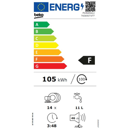Lavavajillas BEKO empotrado - FDIN85412 60CM